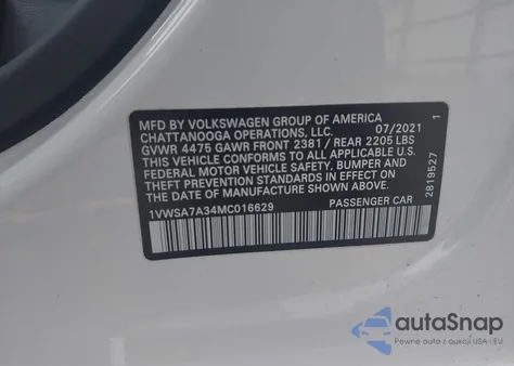 2021 Volkswagen Passat 2.0T Se from USA, damaged, VIN 1VWSA7A34MC016629